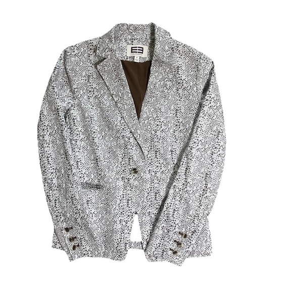 E3 By Etcetera Snake Print Blazer Jacket Size 4 Brown & White Career Wear - Picture 2 of 8